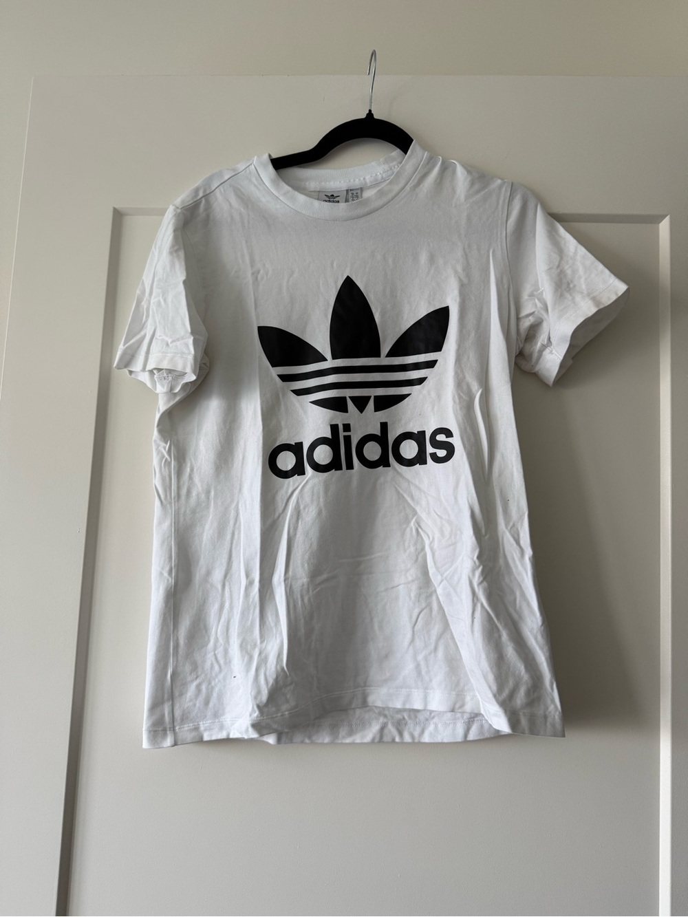adidas White T-Shirt with Black Trefoil Logo